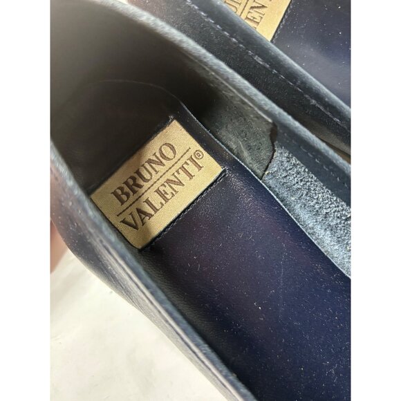 Bruno Valenti Navy Leather Womens Loafers 6M Genuine Leather Slip-On Dress Shoes - Picture 7 of 8